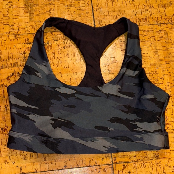 SoulCycle Black and Gray Patterned Sports Bra - Picture 1 of 2